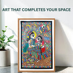 Krishna Radha Courtship painting handmade details