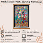 Krishna Radha Courtship handmade painting authenticity certificate