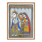 Madhubani painting Ganesha Marriage, handmade Mithila art wall decor, size 15 x 22 inch