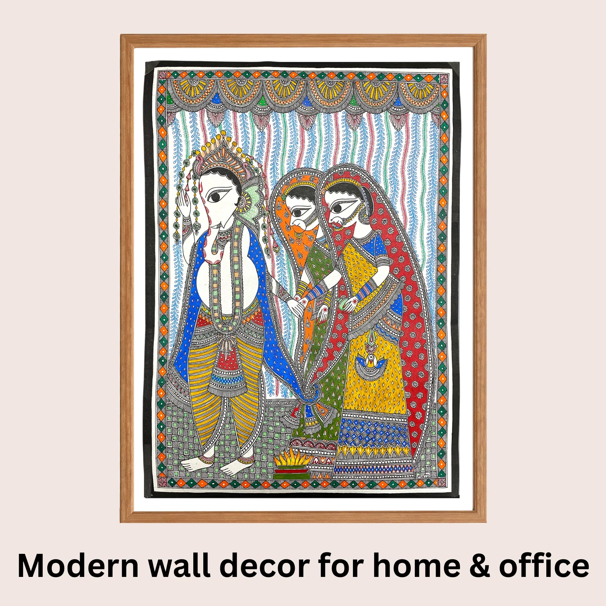 Ganesha Marriage Madhubani art in modern home decor