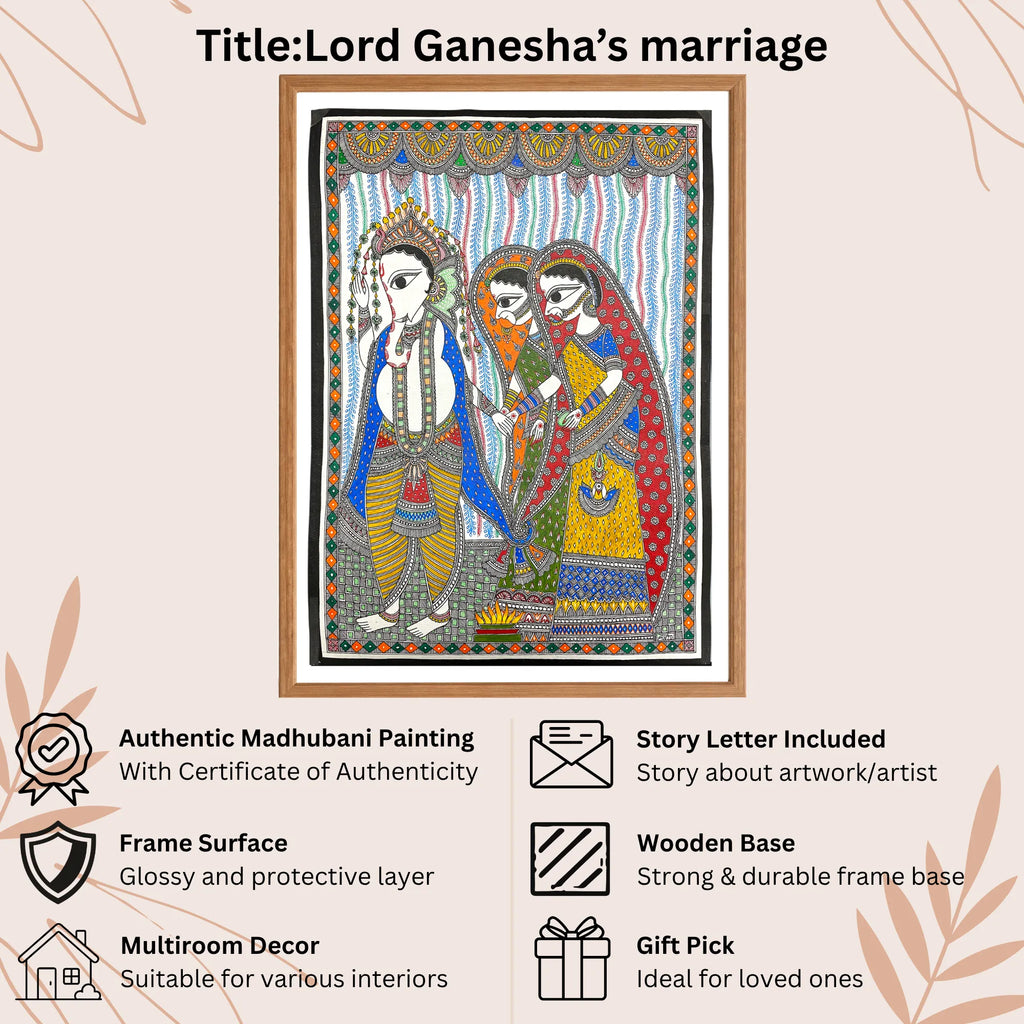 Ganesha Marriage handmade painting authenticity certificate
