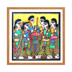 Madhubani painting Othangar, handmade Mithila art wall decor, size 12 x 12 inch