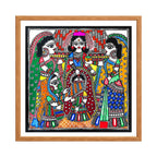 Madhubani painting Sindoor Daan, handmade Mithila art wall decor, size 12 x 12 inch
