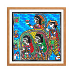 Madhubani painting Kanya Nirikshan, handmade Mithila art wall decor, size 12 x 12 inch