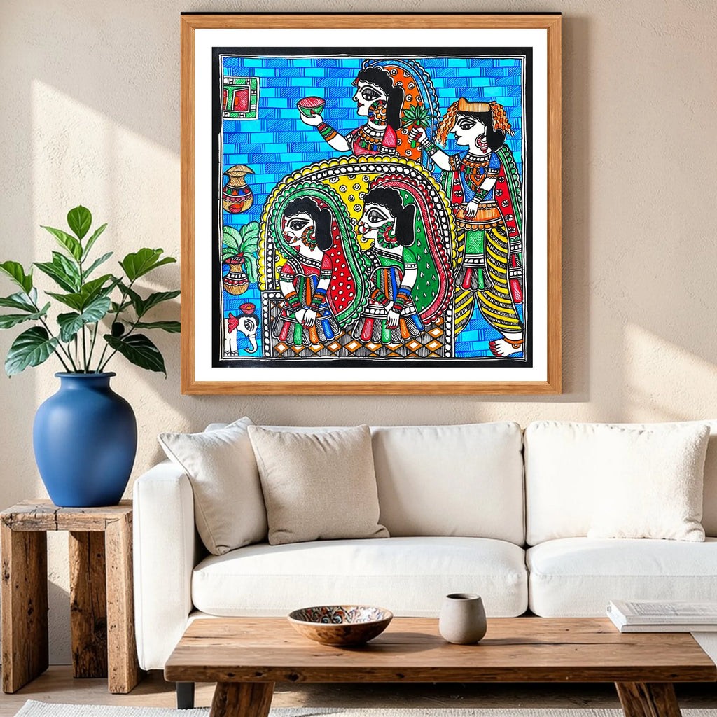 Kanya Nirikshan artwork above sofa