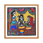 Madhubani painting Haldi Ceremony, handmade Mithila art wall decor, size 12 x 12 inch