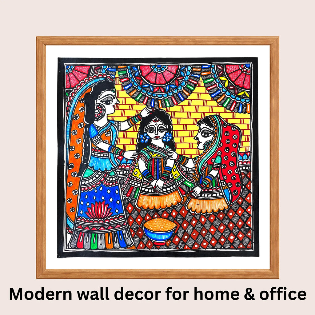 Haldi Ceremony Madhubani art in modern home decor