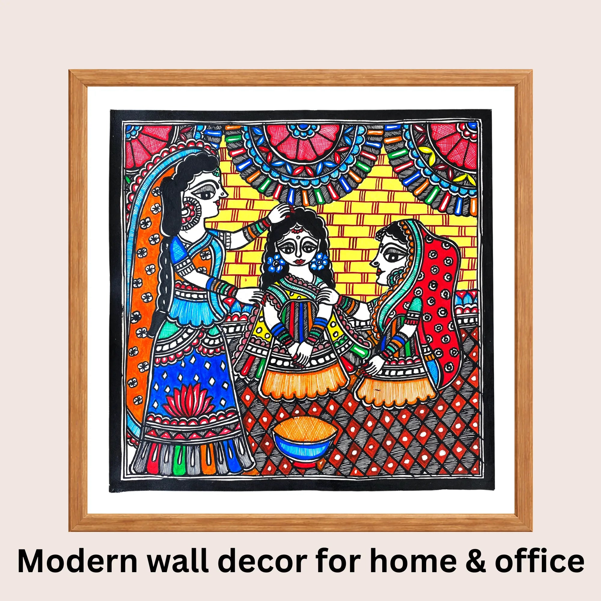Haldi Ceremony Madhubani art in modern home decor