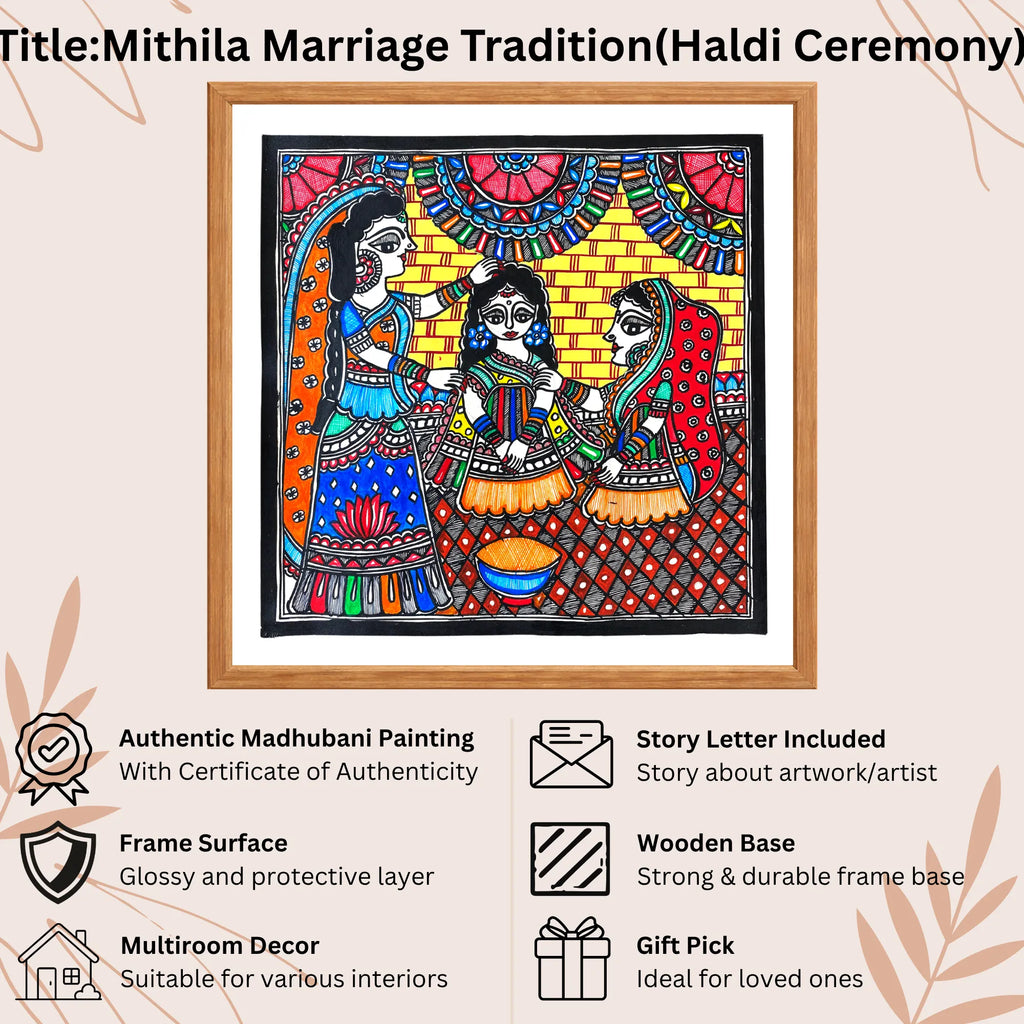 Haldi Ceremony handmade painting authenticity certificate
