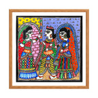 Madhubani painting Dwar Chekai, handmade Mithila art wall decor, size 12 x 12 inch