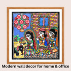 Gauri Pooja Madhubani art in modern home decorGauri Pooja Madhubani art in modern home decor