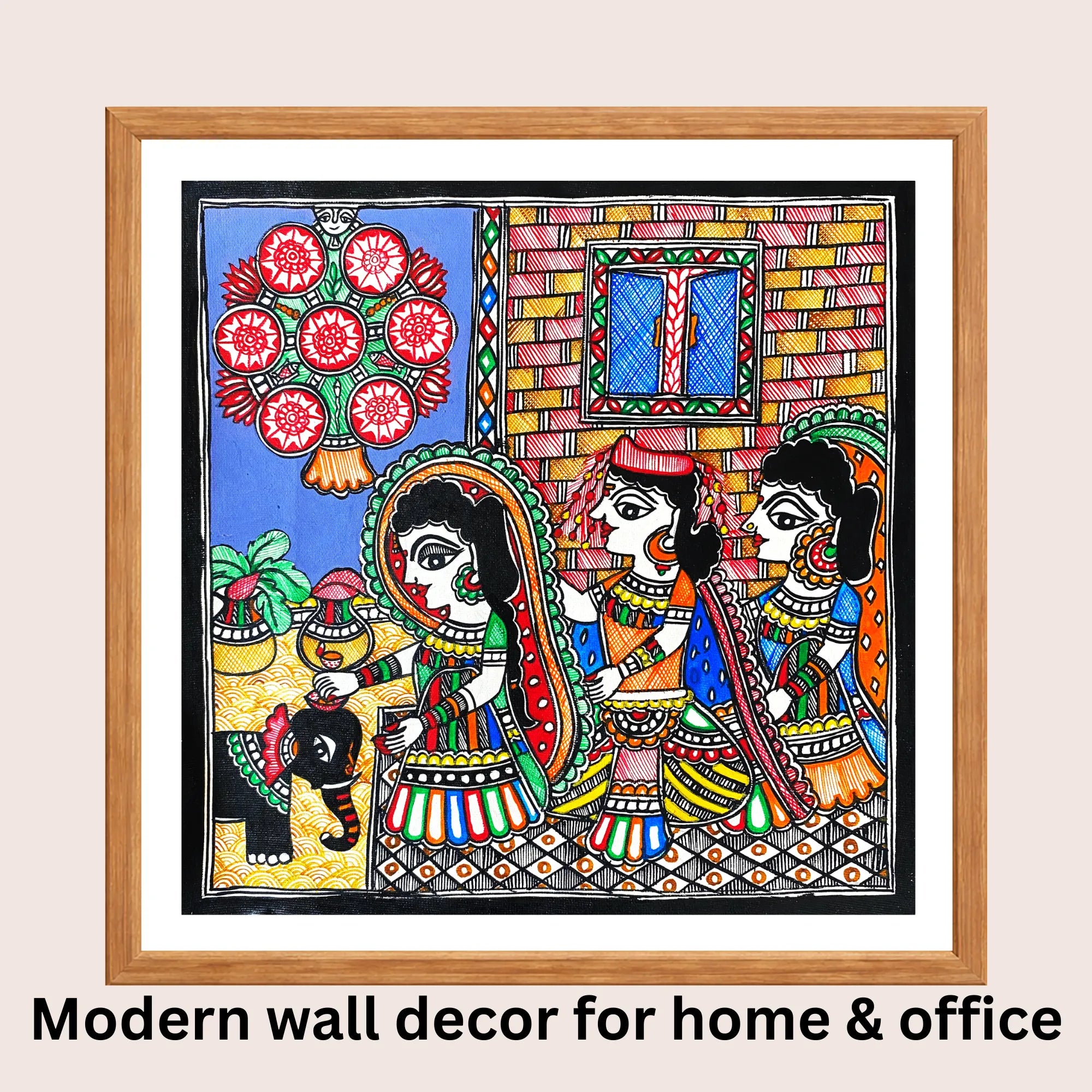 Gauri Pooja Madhubani art in modern home decorGauri Pooja Madhubani art in modern home decor
