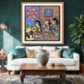 Gauri Pooja artwork above sofa