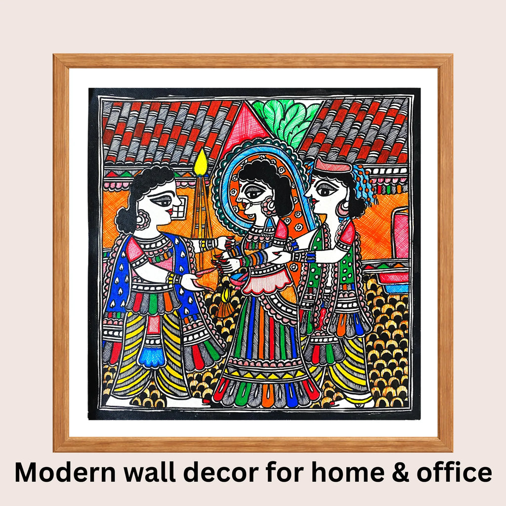 Spreading Rice Puff Madhubani art in modern home decor