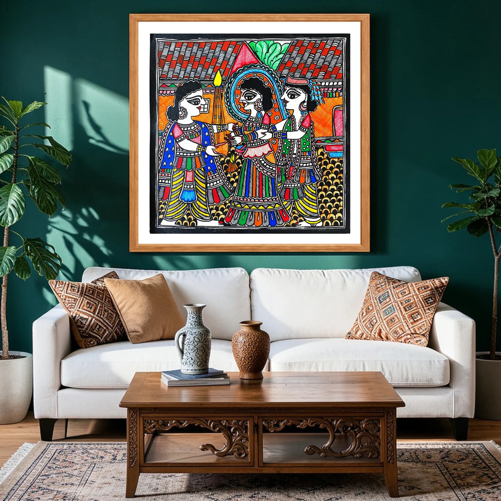Spreading Rice Puff artwork above sofa