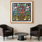 Vidai Ritual artwork above sofa