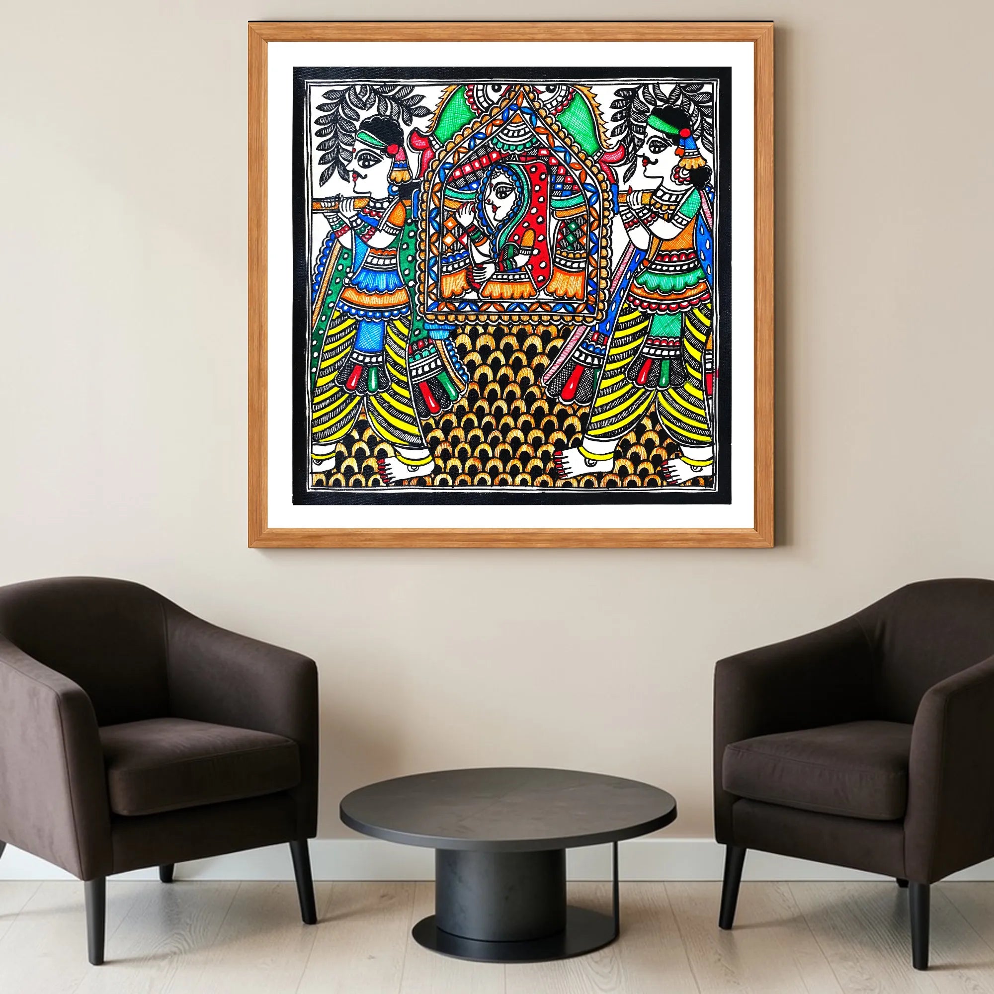 Vidai Ritual artwork above sofa