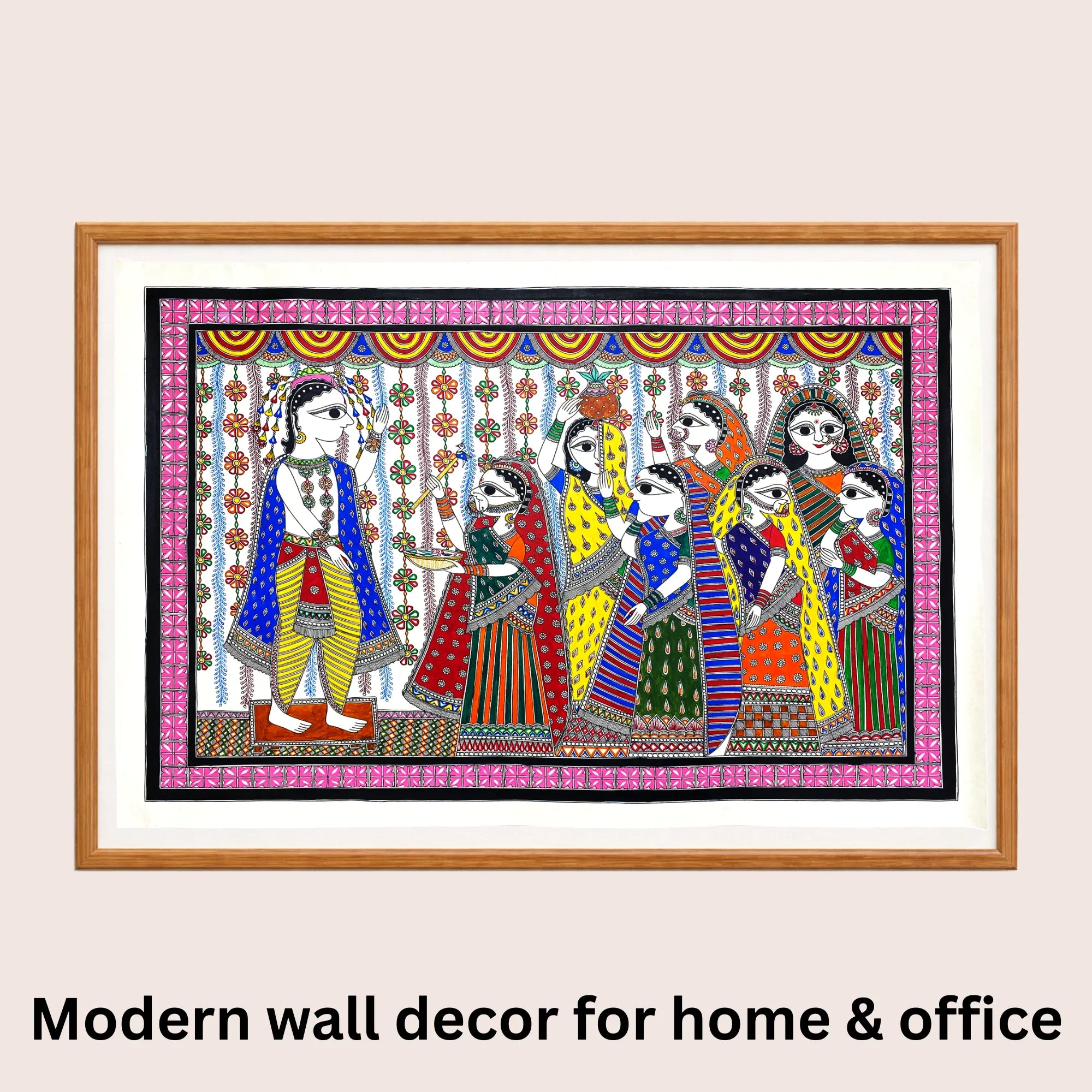 Paricchavan Ceremony Large Madhubani art in modern home decor