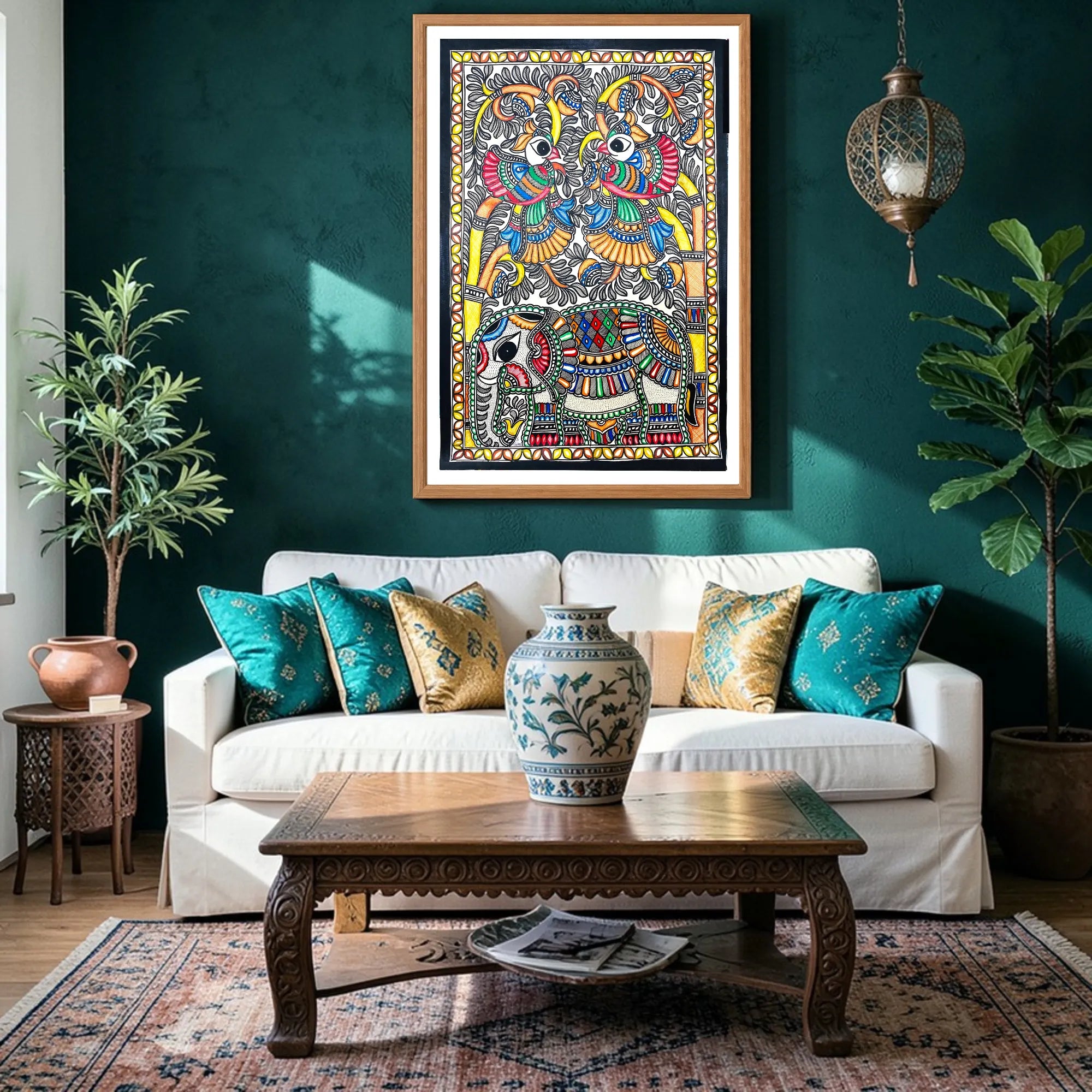 Nature's Gift artwork above sofa