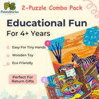 PAINTZSTORIES Artistic Wooden Puzzle Combo | 2 Sets (48 & 64 Pieces) | Educational Jigsaw Puzzle | Cognitive & Motor Skills Development | Birthday Gift for Kids | 4+ Years