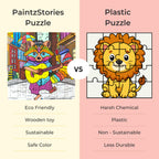 PAINTZSTORIES Artistic Wooden Puzzle Combo | 2 Sets (48 & 64 Pieces) | Educational Jigsaw Puzzle | Cognitive & Motor Skills Development | Birthday Gift for Kids | 4+ Years
