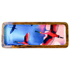 "Stunning birds in a colourful sky" Artistic Wooden Cutlery-Rectangular Platter I Serve ware I Handcrafted I Home Décor I Meena Print I Size-13*5 Inch