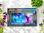 '"Stunning birds in a colourful sky" Artistic Wooden Cutlery-Rectangular Trays (Set of 3) I Serve ware I Handmade I Size-12*6*2, 14*8*2 & 16*10*2 Inch