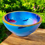"Stunning birds in a colourful sky" Artistic Wooden Cutlery - Small Bowl I Serve ware I Hand Crafted I Decorative I Meena Print I Size-6*6*3 Inch