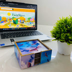 '"Stunning birds in a colourful sky" Artistic Wooden Cutlery-Wooden Tea Coaster I Table ware I Handmade I Home Décor I Meena Print I Size- 4*4 Inch