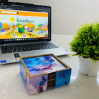 '"Stunning birds in a colourful sky" Artistic Wooden Cutlery-Wooden Tea Coaster I Table ware I Handmade I Home Décor I Meena Print I Size- 4*4 Inch