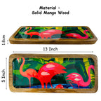 "Flamingo Elegance" Artistic Wooden Cutlery-Rectangular Platter I Serve ware I Hand Crafted I Living Room Décor I Meena Print I Size-13*5 Inch
