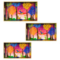 "Tree Serenade" Artistic Wooden Cutlery-Rectangular Trays (Set of 3) I Serve ware I Handmade I Decorative I Meena I Size-12*6*2,14*8*2 & 16*10*2 Inch