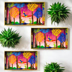 "Tree Serenade" Artistic Wooden Cutlery-Rectangular Trays (Set of 3) I Serve ware I Handmade I Decorative I Meena I Size-12*6*2,14*8*2 & 16*10*2 Inch