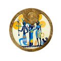 "Egyptian Priestess and Warriors" Artistic Wooden Cutlery-Circular Platter with Wooden Bowl I Table ware I Handmade I Decorative I Size-10*10 Inch
