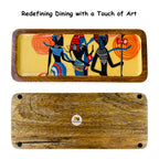 "Egyptian Priestess and Warriors" Artistic Wooden Cutlery-Rectangular Platter I Serve ware I Hand Crafted I Decorative I Meena Print I Size-13*5 Inch