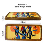 "Egyptian Priestess and Warriors" Artistic Wooden Cutlery-Rectangular Platter I Serve ware I Hand Crafted I Decorative I Meena Print I Size-13*5 Inch
