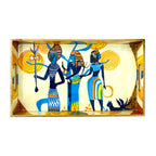 "Egyptian Priestess and Warriors" Artistic Wooden Cutlery-Rectangular Tray- Large I Serve ware I Hand Crafted I Meena Print I Gift I Size-16*10*2 Inch