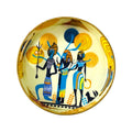 "Egyptian Priestess and Warriors" Artistic Wooden Cutlery-Round Tray Large I Serve ware I Hand Crafted I Decorative I Meena Print I Size-12*12*2 Inch