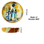 "Egyptian Priestess and Warriors" Artistic Wooden Cutlery-Round Tray Small I Serve ware I Hand Crafted I Decorative I Meena Print I Size-10*10*2 Inch