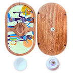 "Egyptian Priestess and Warriors" Artistic Wooden Cutlery-Round Platter with Ceramic Bowl I Dine ware I Hand Crafted I Decorative I Size-14*8 Inch