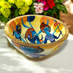 "Egyptian Priestess and Warriors" Artistic Wooden Cutlery - Small Bowl I Serve ware I Hand Crafted I Home Decor I Meena Print I Size-6*6*3 Inch