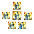 "Egyptian Priestess and Warriors" Artistic Wooden Cutlery-Wooden Tea Coaster I Table ware I Handmade I Home Décor I Meena Print I Size- 4*4 Inch