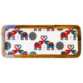 "Elephants In Love" Artistic Wooden Cutlery-Rectangular Platter I Serve ware I Hand Crafted I Living Room Décor I Meena Print I Size-13*5 Inch