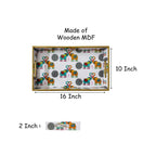 "Elephants In Love" Artistic Wooden Cutlery-Rectangular Tray- Large I Serve ware I Handmade I Home Décor I Decorative I Meena I Size-16*10*2 Inch