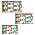 "Elephants In Love" Artistic Wooden Cutlery-Rectangular Trays (Set of 3) I Serve ware I Handmade I Meena Print I Size-12*6*2,14*8*2 & 16*10*2 Inch