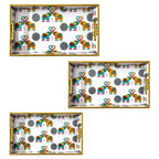 "Elephants In Love" Artistic Wooden Cutlery-Rectangular Trays (Set of 3) I Serve ware I Handmade I Meena Print I Size-12*6*2,14*8*2 & 16*10*2 Inch