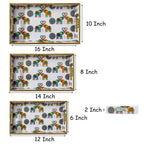 "Elephants In Love" Artistic Wooden Cutlery-Rectangular Trays (Set of 3) I Serve ware I Handmade I Meena Print I Size-12*6*2,14*8*2 & 16*10*2 Inch