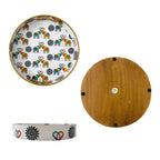 "Elephants In Love" Artistic Wooden Cutlery-Round Tray Large I Serve ware I Hand Crafted I Decorative I Meena Print I Gift Item I Size-12*12*2 Inch