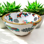 "Elephants In Love" Artistic Wooden Cutlery - Small Bowl I Serve ware I Hand Crafted I Living Room Décor I Decorative I Meena Print I Size-6*6*3 Inch