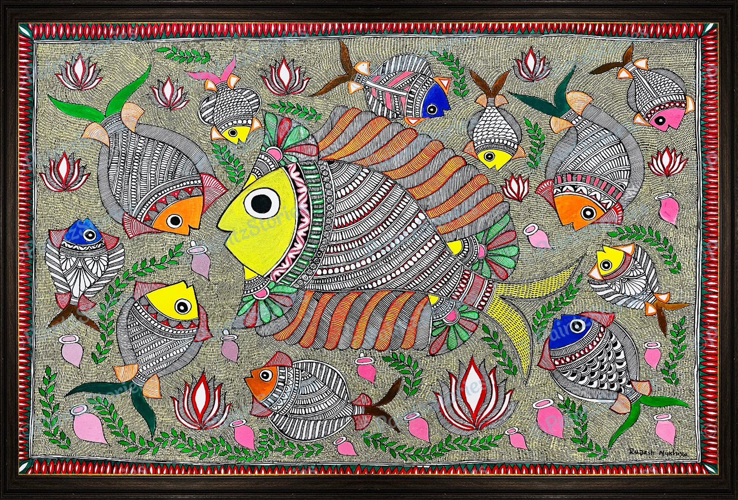 Pond full of fishes in the Mithila region